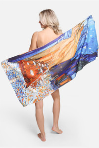 CAFE TERRACE AT NIGHT PAINTING BEACH TOWEL BAG-JTB002-30