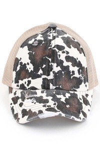 C.C COW PRINT CRISS CROSS PONYCAP-BT-938