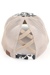 C.C COW PRINT CRISS CROSS PONYCAP-BT-938