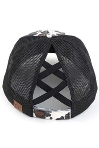 C.C COW PRINT CRISS CROSS PONYCAP-BT-938