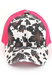 C.C COW PRINT CRISS CROSS PONYCAP-BT-938