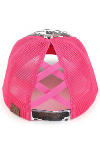 C.C COW PRINT CRISS CROSS PONYCAP-BT-938