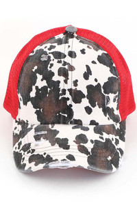 C.C COW PRINT CRISS CROSS PONYCAP-BT-938