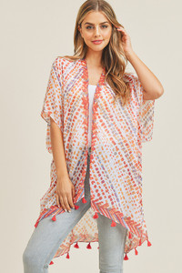MULTI DASH PATTERN TASSEL KIMONO-MS0179