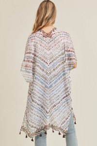 MULTI DASH PATTERN TASSEL KIMONO-MS0179