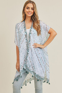 MULTI DASH PATTERN TASSEL KIMONO-MS0179