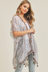 MULTI DASH PATTERN TASSEL KIMONO-MS0179