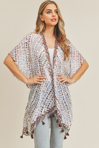MULTI DASH PATTERN TASSEL KIMONO-MS0179