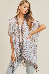 MULTI DASH PATTERN TASSEL KIMONO-MS0179