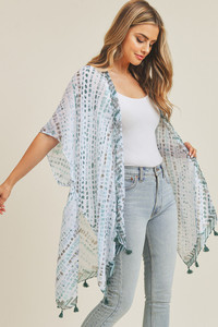 MULTI DASH PATTERN TASSEL KIMONO-MS0179