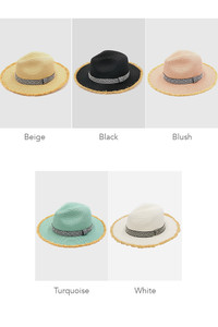 Frayed Trim Aztec Summer Straw Sun Hat-MH0039