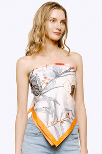 FLORAL PRINT SILKY TWILL SCARF-BASC8022