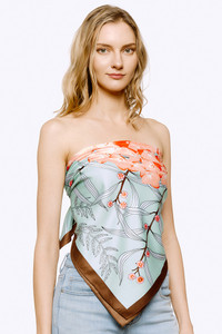 FLORAL PRINT SILKY TWILL SCARF-BASC8022