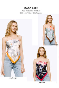 FLORAL PRINT SILKY TWILL SCARF-BASC8022