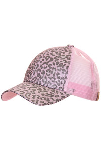 C.C LEOPARD GLITTER PONY TRUCKER CAP-BT-11