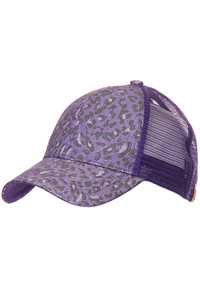 C.C LEOPARD GLITTER PONY TRUCKER CAP-BT-11
