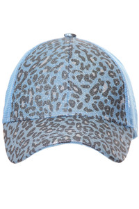 C.C LEOPARD GLITTER PONY TRUCKER CAP-BT-11