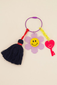 SMILEY FLOWER TASSEL KEYCHAIN-BAK210018