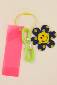 SMILEY POLKA DOT FLOWER KEYCHAIN-BAK210027