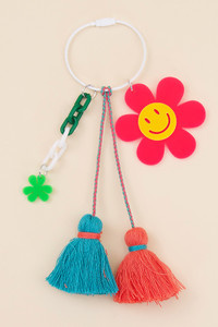 SMILEY FLOWER TASSEL KEYCHAIN-BAK210028