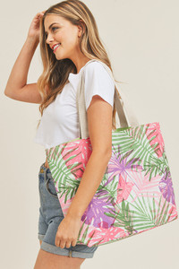 HAND DRAWN TROPICAL TOTE BAG-MB0136