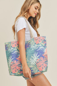 HAND DRAWN TROPICAL TOTE BAG-MB0136