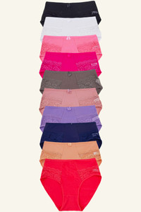 ASSORTED COLOR LACE TRIM PANTY-P2108 (12pc)