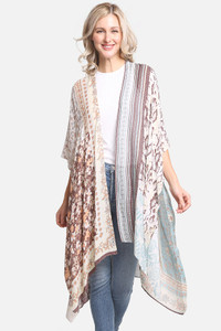 Mixed floral print kimono