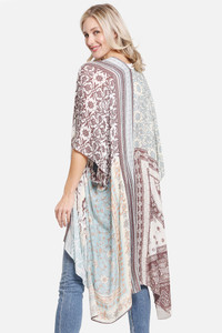 Mixed floral print kimono