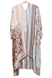 Mixed floral print kimono