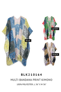 MULTI BANDANA PRINT KIMONO-BLK210164