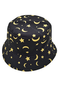 MOON AND STAR PRINT BUCKET HAT-WHU210155