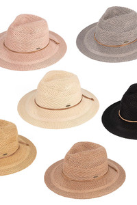 C.C suede string band multi pattern panama hat 