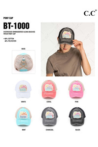 C.C DISTRESSED ALOHA BEACHES PATCH PONYCAP-BT-1000