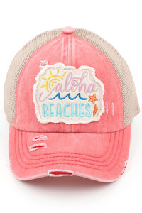 C.C DISTRESSED ALOHA BEACHES PATCH PONYCAP-BT-1000