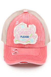 C.C DISTRESSED BEACH PLEASE PATCH PONYCAP-BT-1005