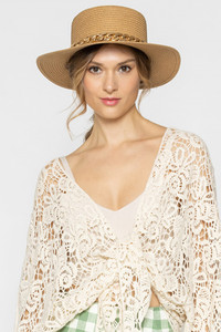 CHAIN ACCENT BOATER HAT-BHP210065