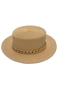 CHAIN ACCENT BOATER HAT-BHP210065