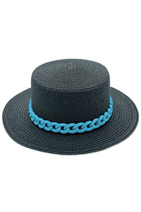 CHAIN ACCENT BOATER HAT-BHP210065