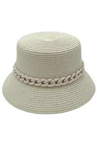 CHAIN BAND STRAW BUCKET HAT-BHU210089