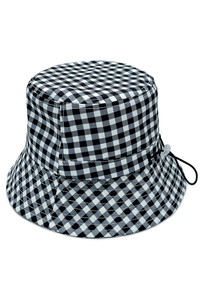 GINGHAM PATTERN DARW STRING BUCKET HAT-BHU210139