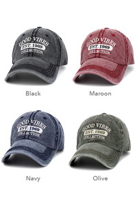 GOOD VIBES WASHED VINTAGE BASEBALL CAP-KBVT-784