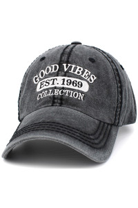 GOOD VIBES WASHED VINTAGE BASEBALL CAP-KBVT-784