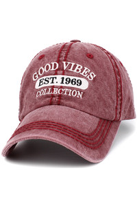 GOOD VIBES WASHED VINTAGE BASEBALL CAP-KBVT-784