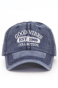 GOOD VIBES WASHED VINTAGE BASEBALL CAP-KBVT-784