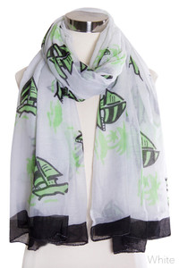 SEA LIFE PATTERN OBLONG SCARF-LOF4069