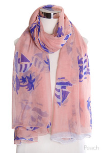 SEA LIFE PATTERN OBLONG SCARF-LOF4069
