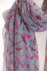 BIRD PATTERN PRINT SCARF-KD-031