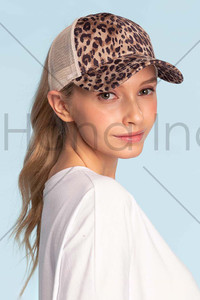 C.C LEOPARD PONYTAIL BASEBALL CAP-BT-44