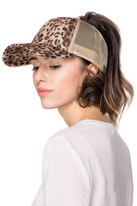 C.C LEOPARD PONYTAIL BASEBALL CAP-BT-44